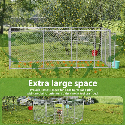 Buitenren Grote Hond – Hondenren – Hondenhok – Buitenkennel – Hondenbench – 400x200x150 cm – Verzinkt Staal – Afsluitbare Deur
