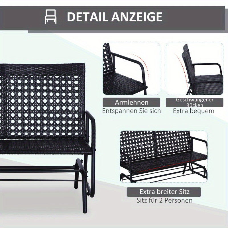 Tuinwip 2 Persoons – Schommelbank – Swingbank – Buitenbank – Tuinbank – Weerbestendig Poly Rattan – Comfortabele Afneembare Kussens