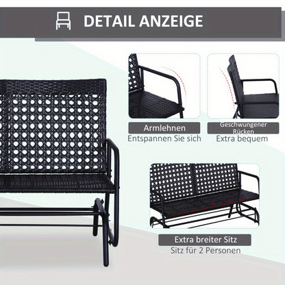 Tuinwip 2 Persoons – Schommelbank – Swingbank – Buitenbank – Tuinbank – Weerbestendig Poly Rattan – Comfortabele Afneembare Kussens