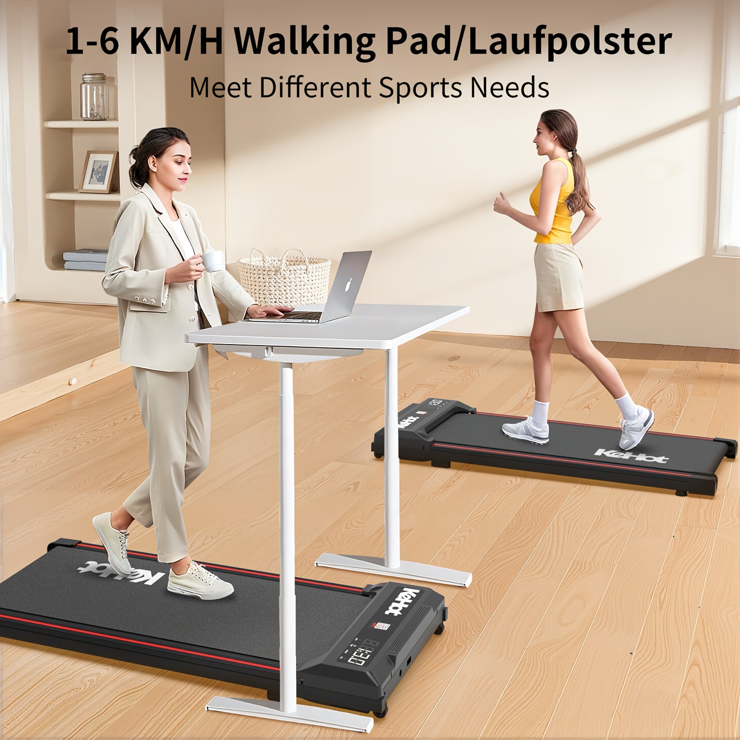 Home Smart Walking Treadmill with Multi-Function LED Display Quiet DC Motor 12 Preset Programs EU Plug 220-240V Ideal for Light Indoor Fitness