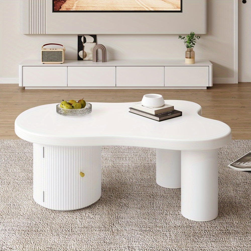 Salontafel – Salontafeltje – Koffietafel – Woonkamertafel – Bijzettafel – Modern Asymmetrisch – Met Opbergruimte – MDF Wit – Compact 100x60x37 cm