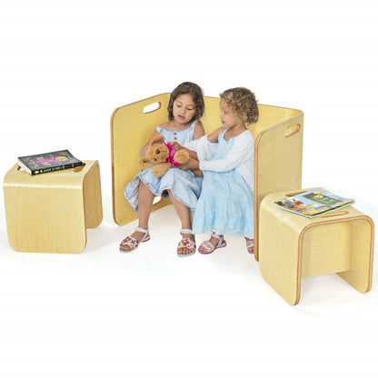 Kindertafel – Kindermeubel – Kindertafeltje – Kindertafelset – Houten Kindertafel – Berkenhout – Multifunctioneel Met 2 Stoelen – Compact En Duurzaam