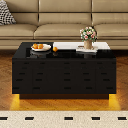 Salontafel met opbergruimte – Koffietafel – Bijzettafel – Multifunctionele tafel – Woonkamertafel – Uitschuifbaar lift-top – Duurzame metalen constructie