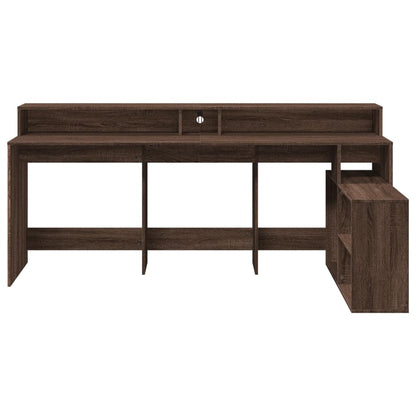 Laptoptablet – Bureau – Werkplek – Gamingtafel – Laptoptafel – Bruine Eikenhout – Verstelbare RGB LED-Verlichting