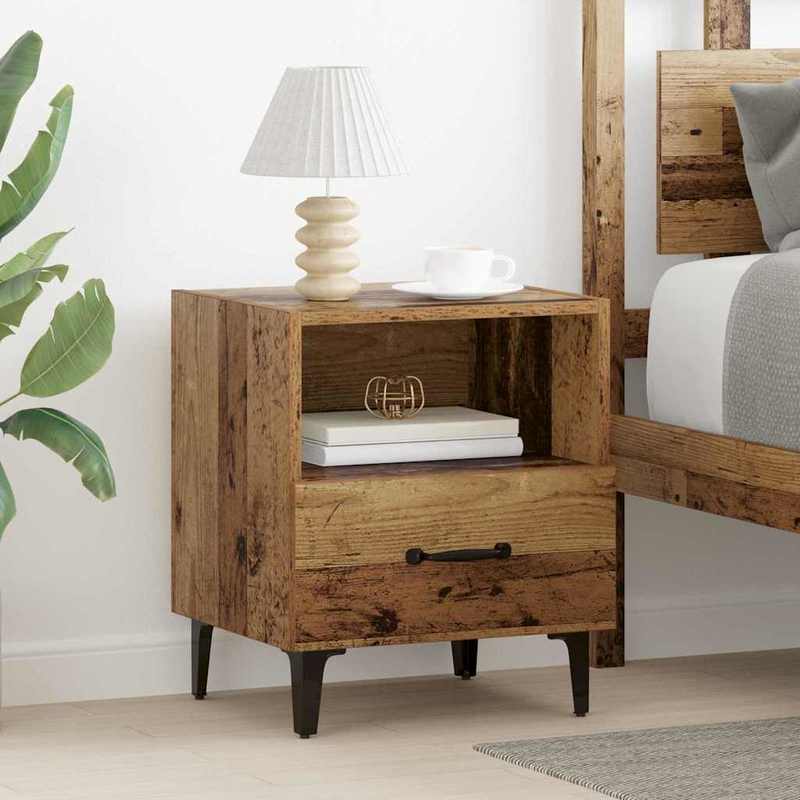 High-quality Nachtkastje 2pcs Oud hout 40 x 35 x 47.5cm Bewerkt hout, Bedroom Furniture, Classic Design, Handcrafted Wood, Apartment Living