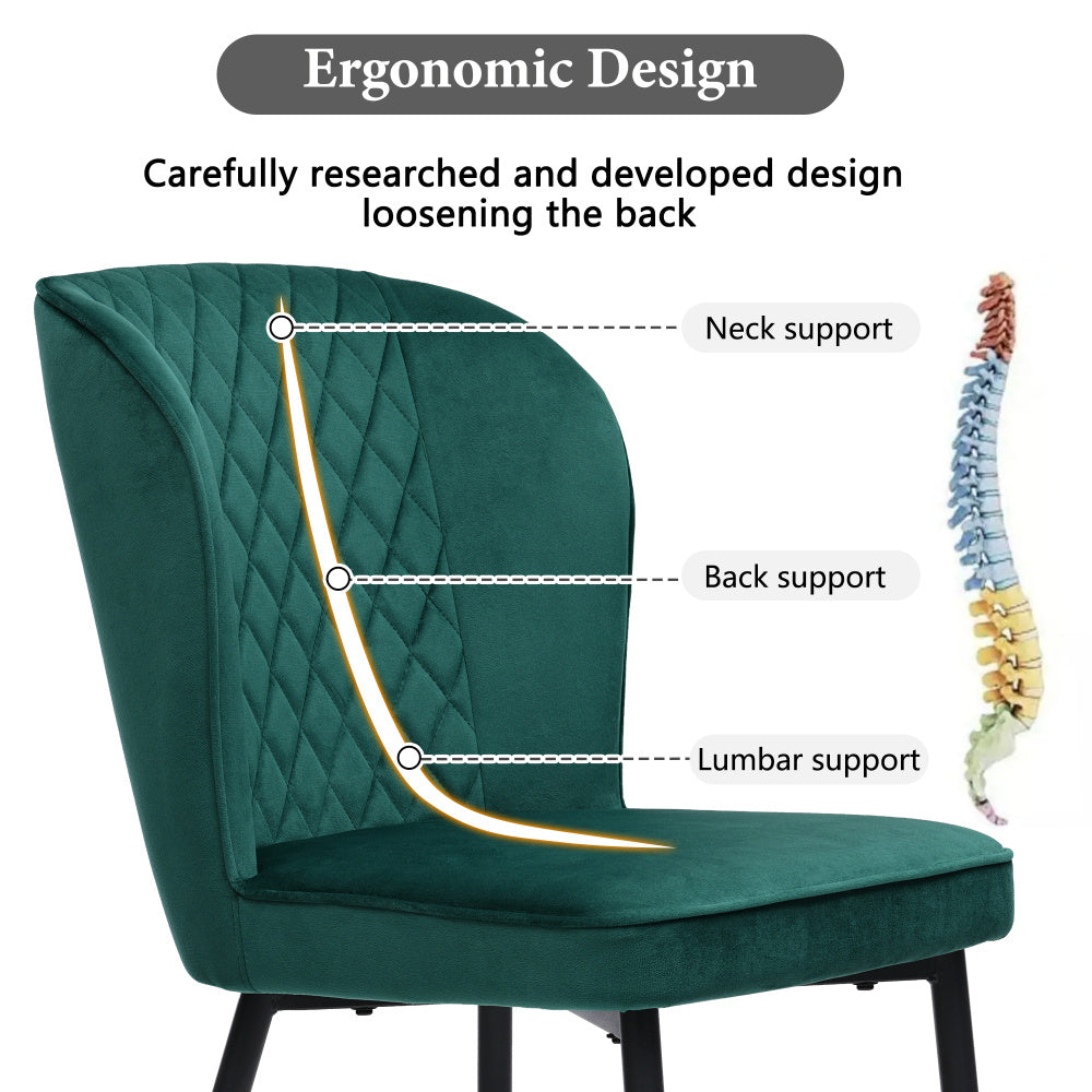 Eetkamerstoelen – Stoelen – Zitstoelen – Eetkamerstoelen Set – Velvet Stoelen – Fluwelen Bekleding – Metalen Frame – Ergonomische Rugleuning – Comfortabel Design
