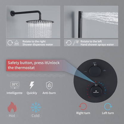 Douchekopset – Doucheset – Regendouche – Handdouche – Douchesysteem – Wandmontage – Geen Batterij of Stroom – Moderne Koperkleur