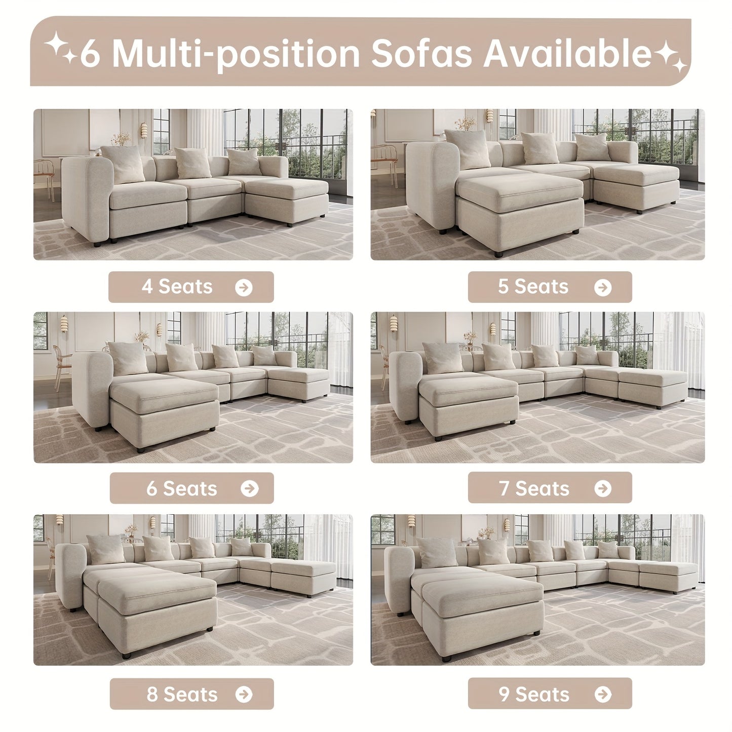 Hoekbank – Hoeksalon – L-vormige Bank – Zitbank – Slaapbank – Modulaire Beige Hoekbank – Ruime Zitplaatsen – Comfortabele Kussens