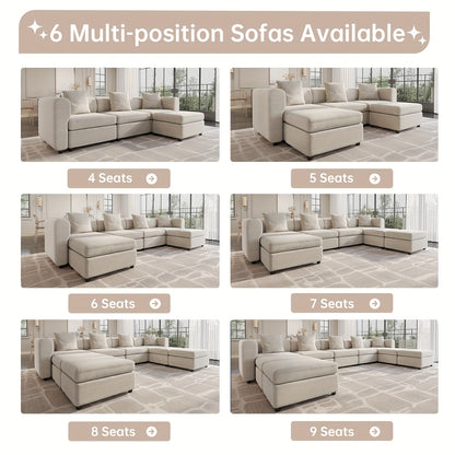 Moderne Modulaire Hoekbank – Loungebank – Zithoek – Sofa – Hoekzetel – 6-Persoons Beige Variant – Ruimtebesparend Ontwerp – Volledig Gemonteerd