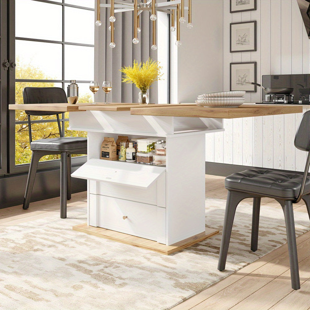 Uittrekbare Eettafel – Uitklapbare Keukentafel – Multifunctionele Tafel – Ruimtebesparende Eetkamertafel – Wit – 110-140 x 80 cm – Lichtgewicht en Onderhoudsvriendelijk