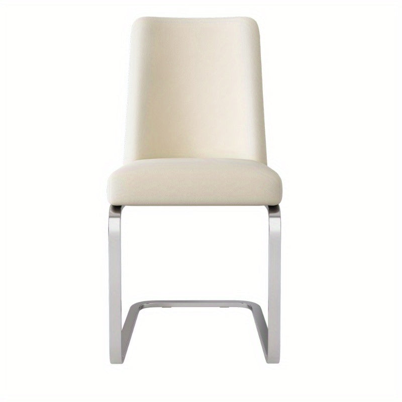 Eetkamerstoel – Stoel – Armstoel – Dinersstoel – Loungestoel – Set Van 6 – Beige Velvet Met Ruitmotief – Zilverkleurige Metalen Poot