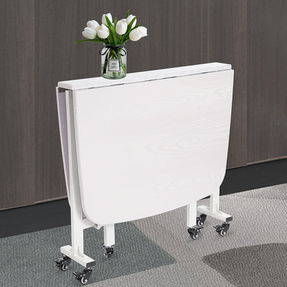 Opvouwbare Eettafel – Inklapbare Tafel – Uitklapbare Tafel – Compacte Tafel – Flexibele Tafel – Wit – 120x80x75 cm – 6 Wieltjes Met Remmen