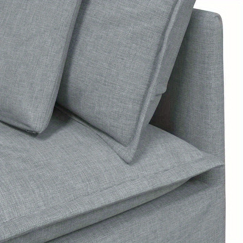 Modular Sofa with Cushions, Light Grey Fabric