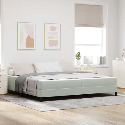 Boxspringbed – Boxspring – Tweepersoonsbed – Slaapbed – Bed – Lichtgrijs Velvet – 200x200 cm – Stevig Frame – Minimalistisch Hoofdbord