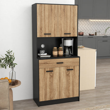 Keukenkast – Keukenbuffet – Opbergkast – Dressoir – Kast – Industrieel Design – 80x40x180 cm – Kabeldoorvoer