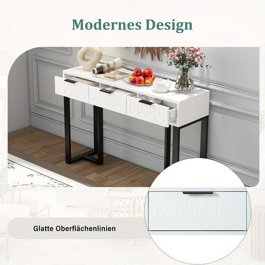 Haltafel – Entreetafel – Bijzettafel – Opbergtafel – Gangtafel – Modern Design – Met Metalen Frame en Verstelbare Voetjes