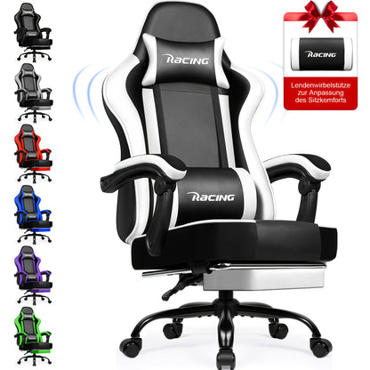 Gamingstoel – Gamestoel – Bureaustoel – Computestoel – Zwarte Gamingchair – Ergonomisch Ontwerp – Inclusief Voetensteun