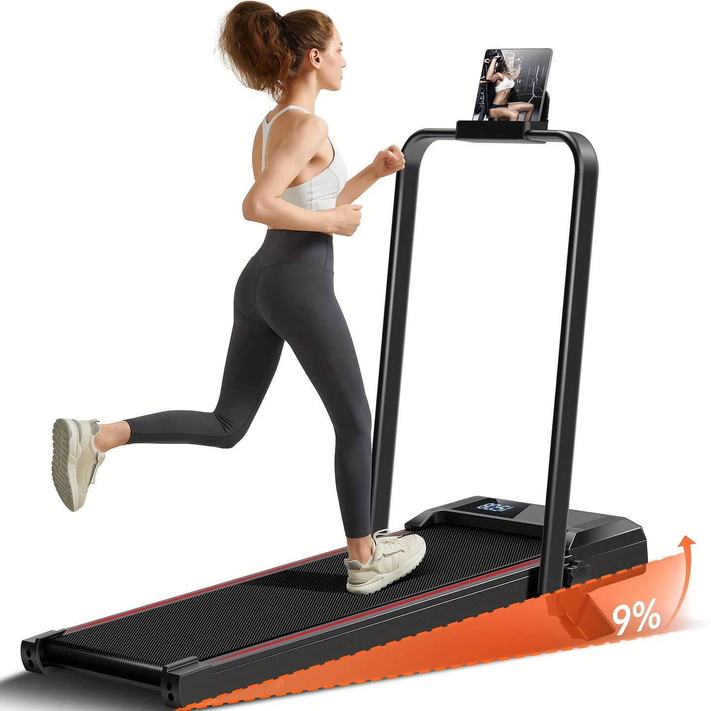 Loopband – Wandelband – Loopmachine – Trainingsapparaat – Fitnessapparaat – Inklapbaar Compact Design – 2,5 HP Stille Motor – Zwart
