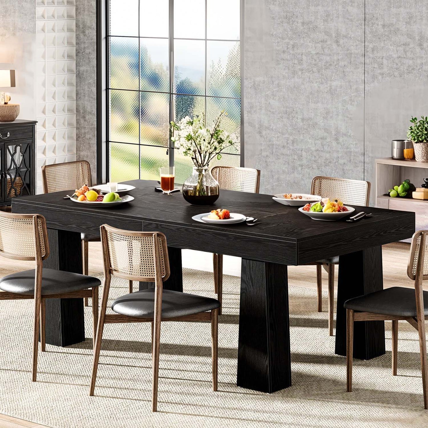 Eettafel – Dinertafel – Keukentafel – Tafel – Werktafel – Modern Industrieel Design – Ruim 160x80 cm – Robuuste Matzwarte Tafel