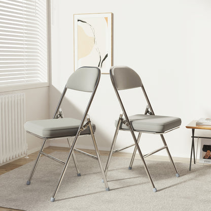Opvouwbare Stoelen – Vouwstoelen – Klapstoelen – Zitstoelen – Vergaderstoelen – Set Van 2 – PU Gestoffeerd – Stevig Metalen Frame