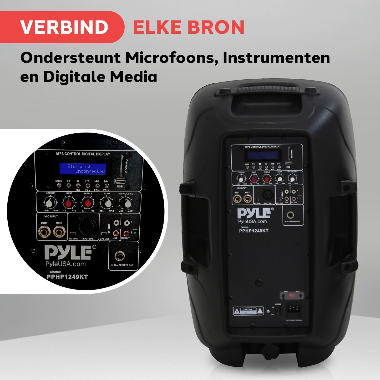 Draadloos Speaker Systeem – Bluetooth Speaker – PA Speakerset – Geluidsinstallatie – Feestversterker – 1800W Vermogen – 30,5 cm Subwoofer – Inclusief Microfoon & Statieven