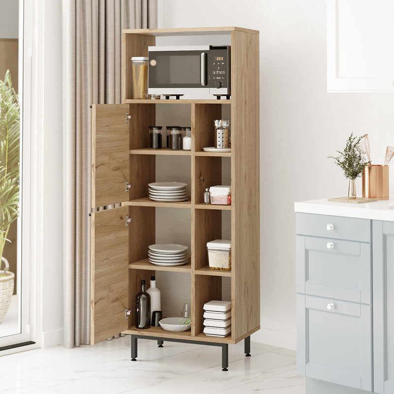 Keukenkast – Opbergkast – Dressoir – Kast – Meubel – Wit – 162x60x36 cm – Stevig Met Metalen Poten – Veel Opbergruimte Met 2 Deuren En Open Vakken