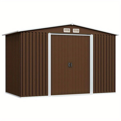 Tuinberging – Tuinhuisje – Tuinschuur – Berging – Opslagruimte – Staal – 257x205x178 cm – Bruin – Weerbestendig – Ruim