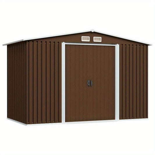 Tuinberging – Tuinhuisje – Tuinschuur – Berging – Opslagruimte – Staal – 257x205x178 cm – Bruin – Weerbestendig – Ruim