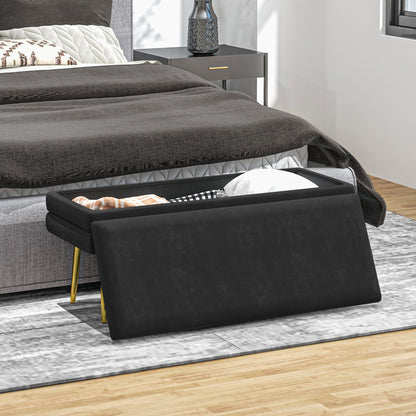 Gevulde Opbergbank – Opbergbank – Zitbank – Opbergmeubel – Bankje – Zwart – Stevig Stalen Frame – Compact Formaat 100x37,5x42 cm