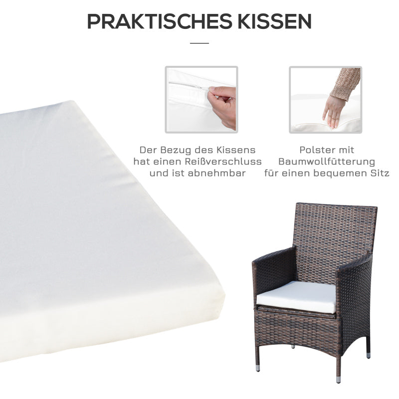 Bistroset – Tuinset – Balkonset – Tuinmeubel – Buitenset – Inklapbaar – Rattan Met Kussens – Temperglas Marmerlook Tafelblad – Weerbestendig – Compact Voor Kleine Ruimtes