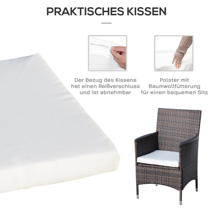 Bistroset – Tuinset – Balkonset – Tuinmeubel – Buitenset – Inklapbaar – Rattan Met Kussens – Temperglas Marmerlook Tafelblad – Weerbestendig – Compact Voor Kleine Ruimtes