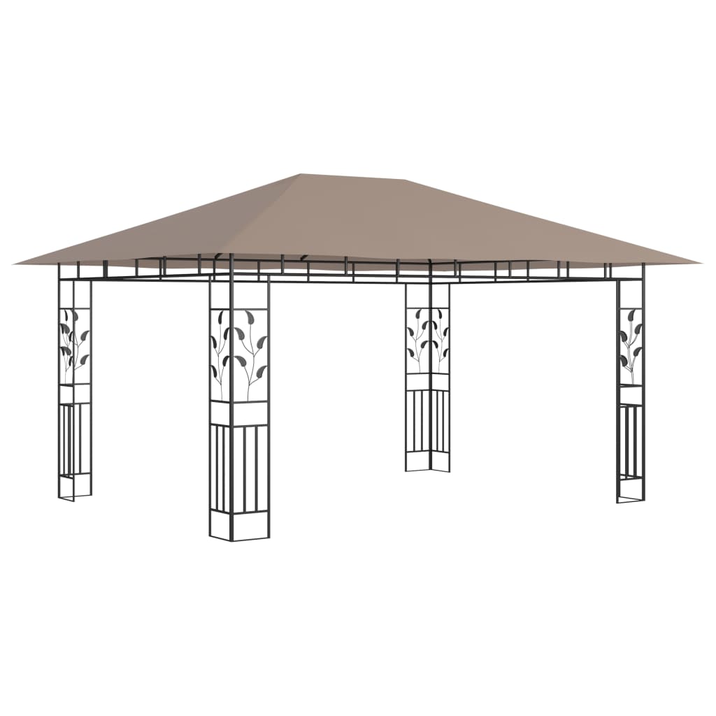 Tuinluifel – Zonnescherm – Pergola – Overkapping – Prieel – Taupe 4x3x2,73 Meter – Stevig Metalen Frame – Inclusief Muggenhorren en Lichtslingers