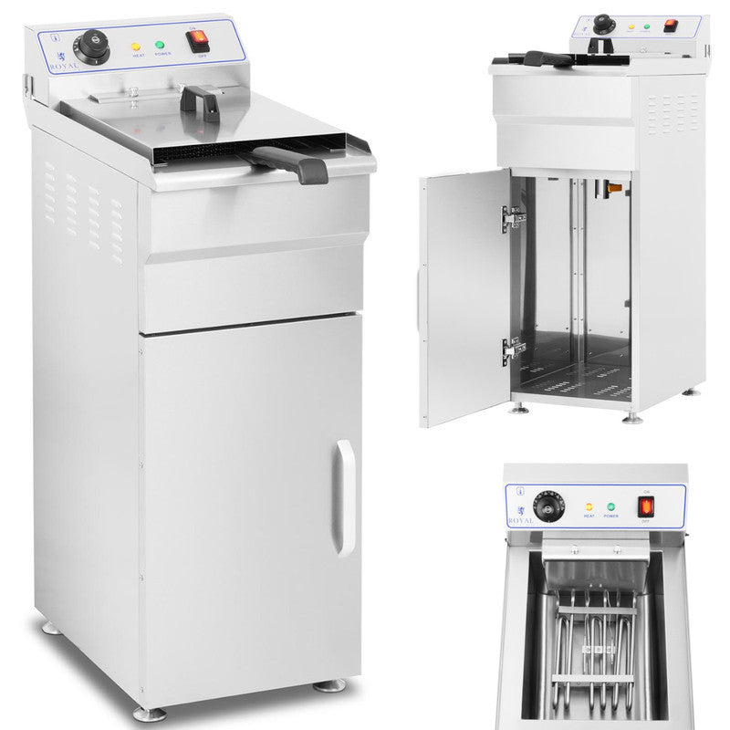 Vrijstaande Elektrische Friteuse – Diepvriezer – Snelfriteuse – Snacks Friteuse – Horeca Friteuse – 10 Liter Capaciteit – 400V Elektrisch