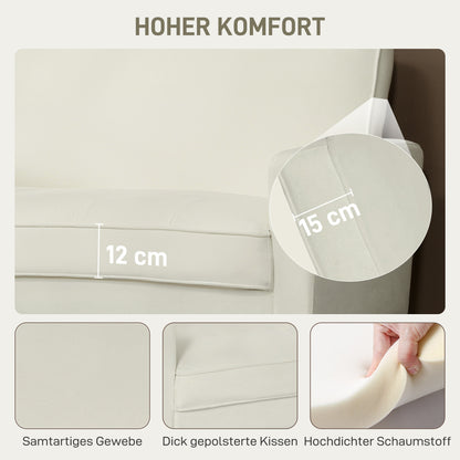 2-zits bank – tweezitsbank – loveseat – kleine bank – zitbank – fluweelachtige bekleding – compact formaat 130 cm breed – stevige rubberhouten poten met anti-slip voetjes