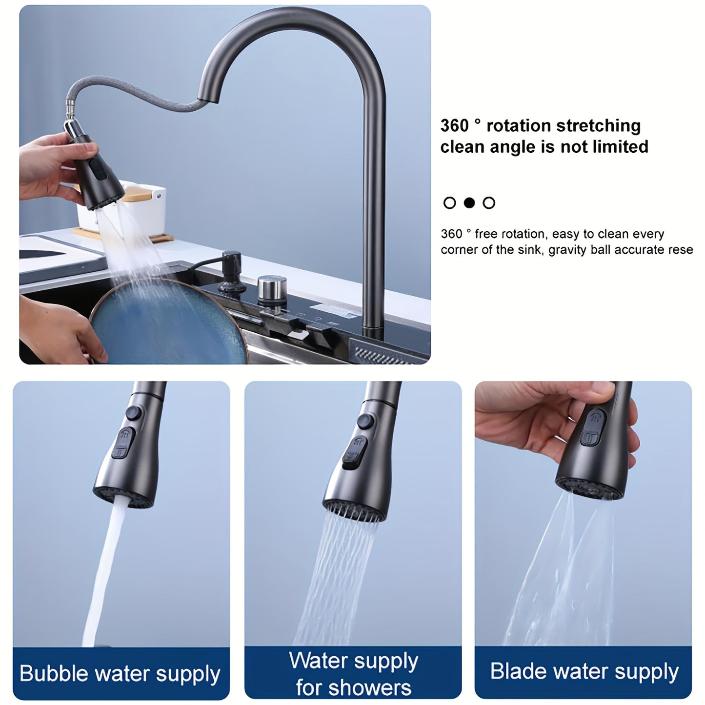 Keukenspoelbak – Spoelbak – Gootsteen – Wasbak – Enkele Spoelbak – Digitale Waterval Kraan – 75x45 cm – Diepe Honingraat Afwerking