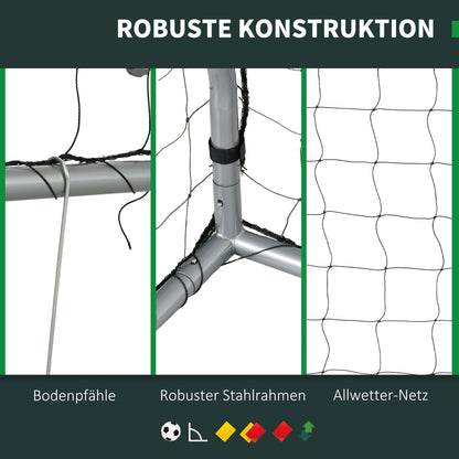 Voetbaldoel – Voetbalgoal – Doelnet – Tuindoel – Trainingsdoel – Weerbestendig – Duurzaam Metalen Frame – 300 x 200 x 120 cm – Eenvoudige Montage – Grijs