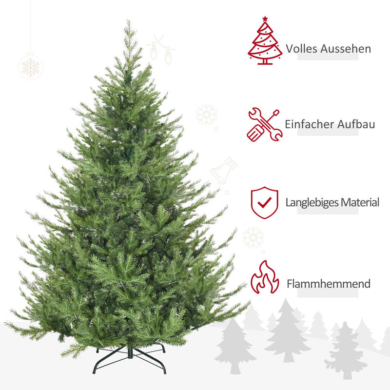 Kerstboom kunststof – Kunstkerstboom – Kerstboom kunst – Feestboom – Voorgemonteerde kerstboom – Vooraf gemonteerd – Stevige voet – Realistische kunststof takken