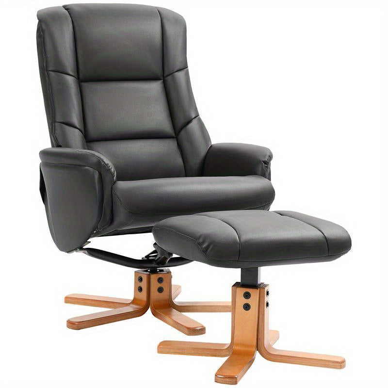 Ergonomische Relaxfauteuil – Relaxstoel – Lounge Chair – Zetel – Fauteuil Met Hocker – Verstelbare Rugleuning – Stevig Hardhout En Metaal Frame