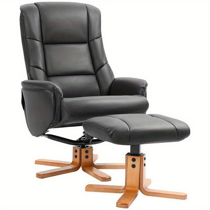 Ergonomische Relaxfauteuil – Relaxstoel – Lounge Chair – Zetel – Fauteuil Met Hocker – Verstelbare Rugleuning – Stevig Hardhout En Metaal Frame