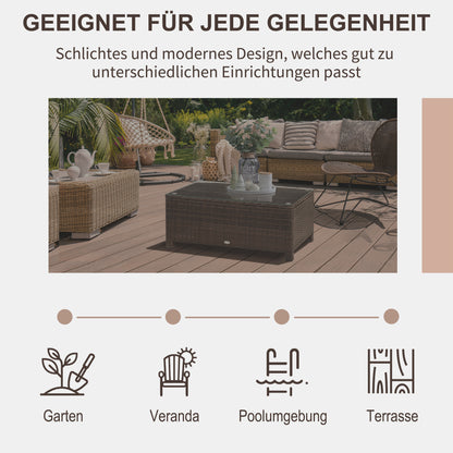 Tuin Bijzettafel – Bijzettafel – Koffietafel – Balkon Tafel – Poly Rattan Tafel – Bruin – 85x50x39 cm – Weerbestendig & Lichtgewicht