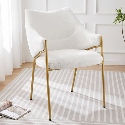 Armstoel – Eetkamerstoel – Fauteuil – Stoel – Zitstoel – Wit – Ergonomisch Ontwerp – Stevig Metalen Frame