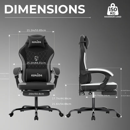 Gamingstoel – Bureaustoel – Racestoel – Computervoor – Werkstoel – Mintgroen – Memory Foam Comfort – Verstelbare Rugleuning Met Voetensteun