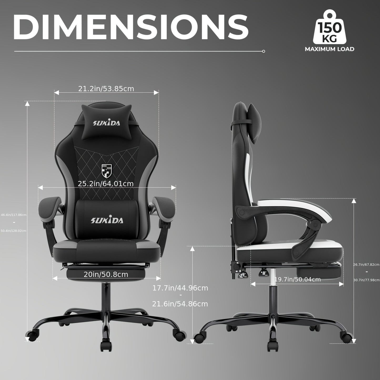 Ergonomische Gamingstoel – Racestoel – Bureaustoel – Gamestoel – Computestoel – Met Voetensteun – Lendensteun – Memory Foam Zitting – Verstelbare Rugleuning – Roze Wit
