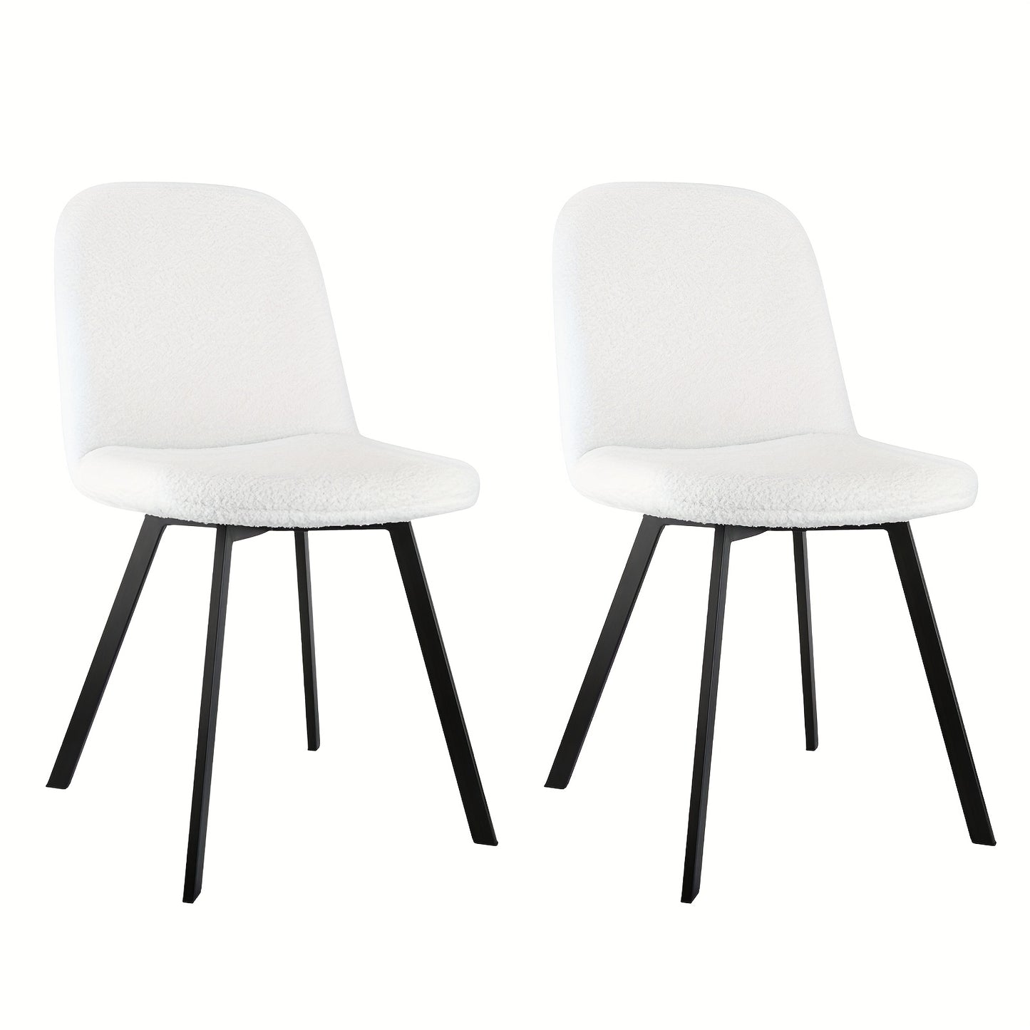 Teddy Plush Dining Chairs, Set Of 2, Softly Upholstered for All Season Comfort, with Sturdy Metal Frame
