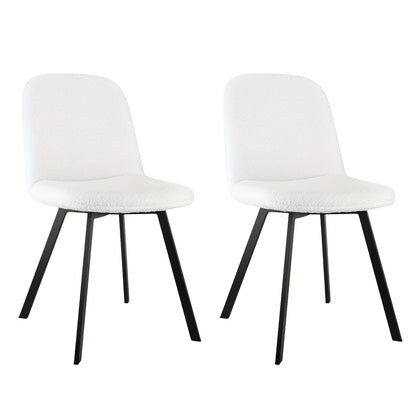 Teddy Plush Dining Chairs, Set Of 2, Softly Upholstered for All Season Comfort, with Sturdy Metal Frame