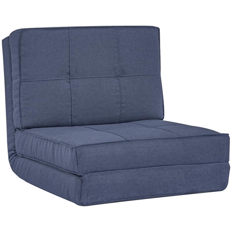 Vouwbare Vloerfauteuil – Vouwstoel – Slaapfauteuil – Loungefauteuil – Opklapbare Stoel – Donkerblauw – Compact Formaat 61x73x58 cm – Zachte Duurzame Stoffering