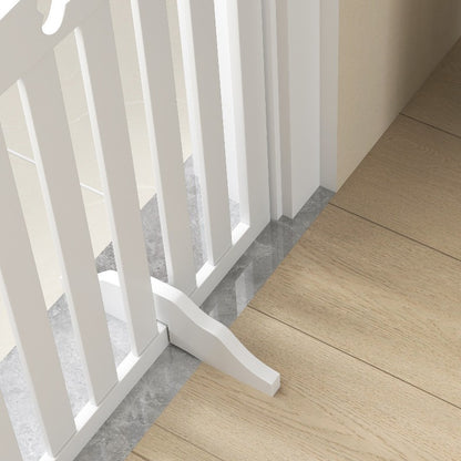 Hondenhek – Puppyhek – Hondenbarrière – Huisdierhek – Hondenafscheiding – Vouwdeur Met 4 Panelen – Anti-Slip Voetjes – Modern Wit Design – Stevig En Gemakkelijk Te Monteren
