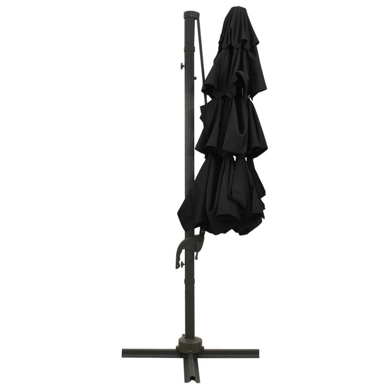 Solid Parasol with aluminum mast 4-layer black 3x3m, Poolside Umbrella, Traditional Style, Classic Parasol, Uvresistant Material, Sun Shelter, Outdoor Umbrella, Homeowners
