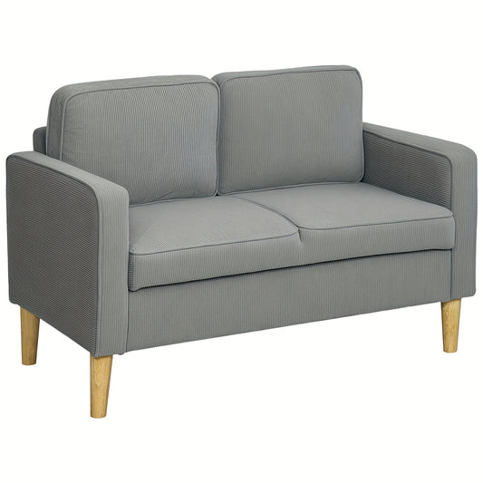 Bank – Sofa – 2-zitsbank – Slaapbank – Hoekbank – Compact 114x61x79 cm – Bamboe Bekleding Met Opbergruimte – Lichtgrijs