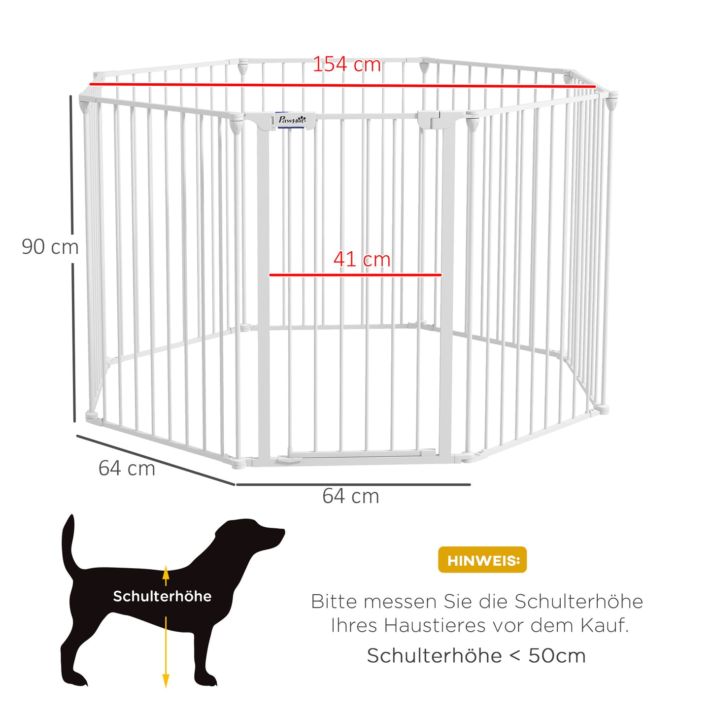Puppyren – Hondenren – Speelren – Puppybox – Hekwerk – Stalen Frame – Dubbel Slot – 90 cm Hoog – Wit – Inklapbaar – Modulair